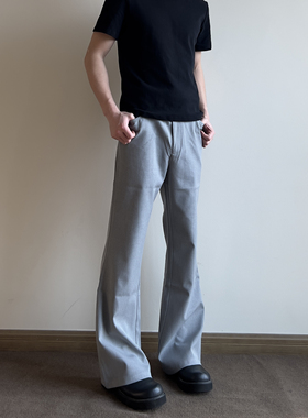 COCKTAIL美式复古微喇叭cleanfit通勤高级灰西裤男拖地休闲裤长裤