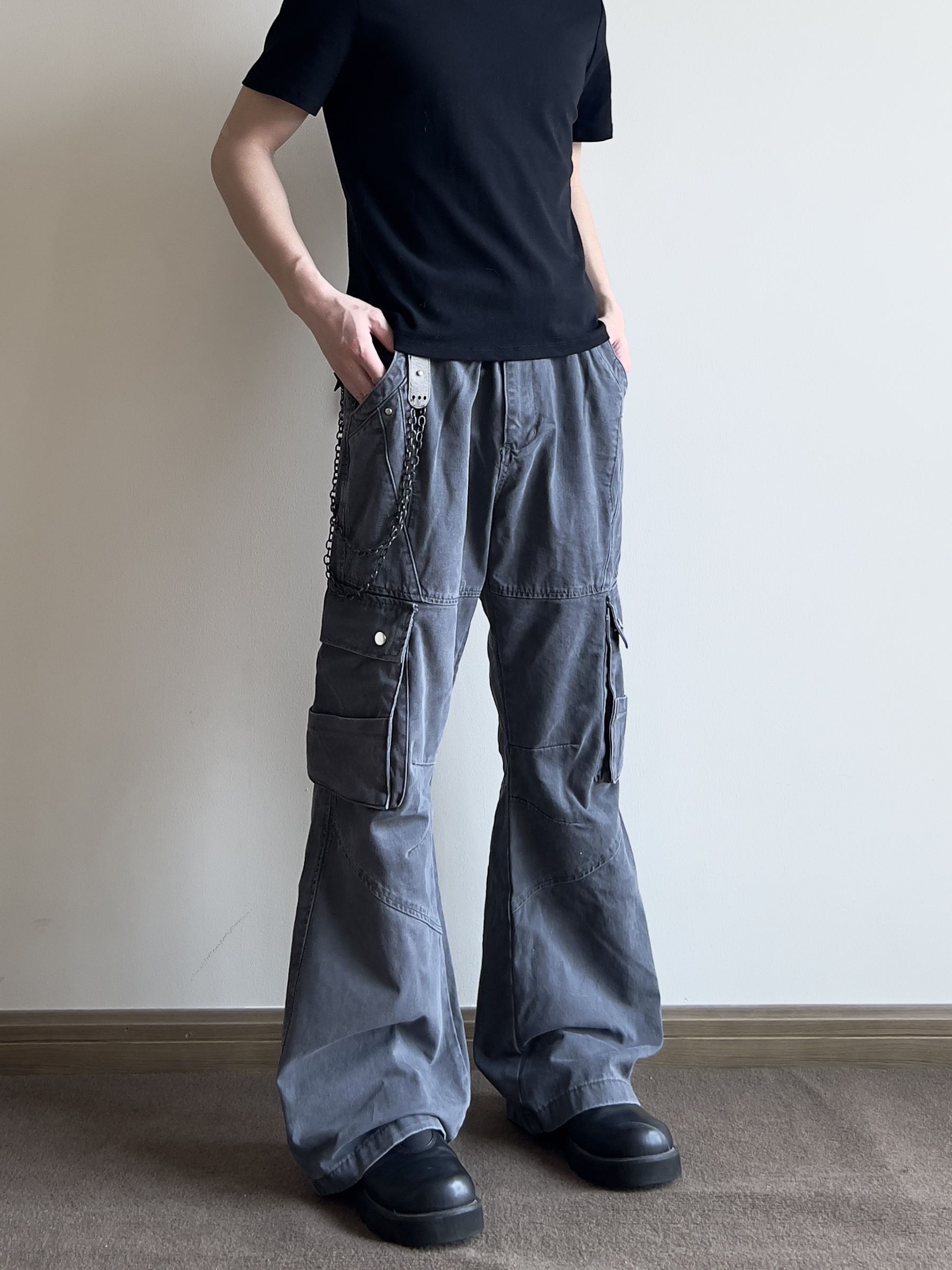 COCKTAIL美式街头微喇解构工装裤cleanfit多口袋设计休闲工装长裤