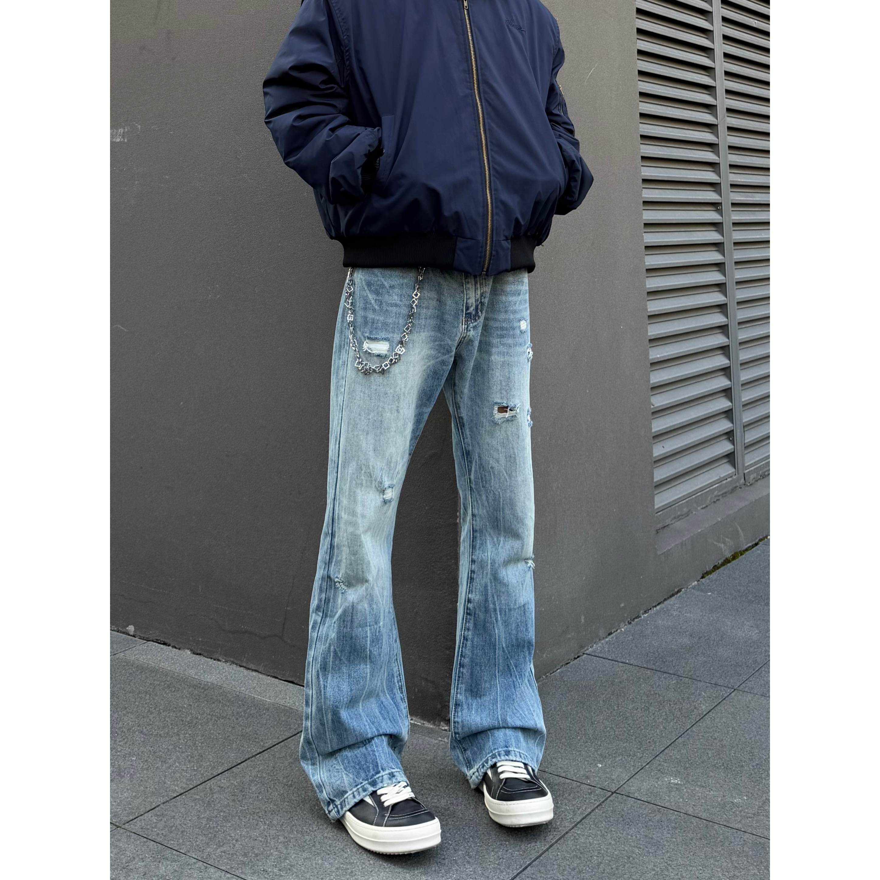 美式复古破洞牛仔裤男潮牌