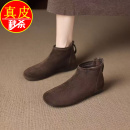 品牌平底博肯短靴女2025秋冬新款加绒瘦瘦靴法式妈妈踝靴马丁靴