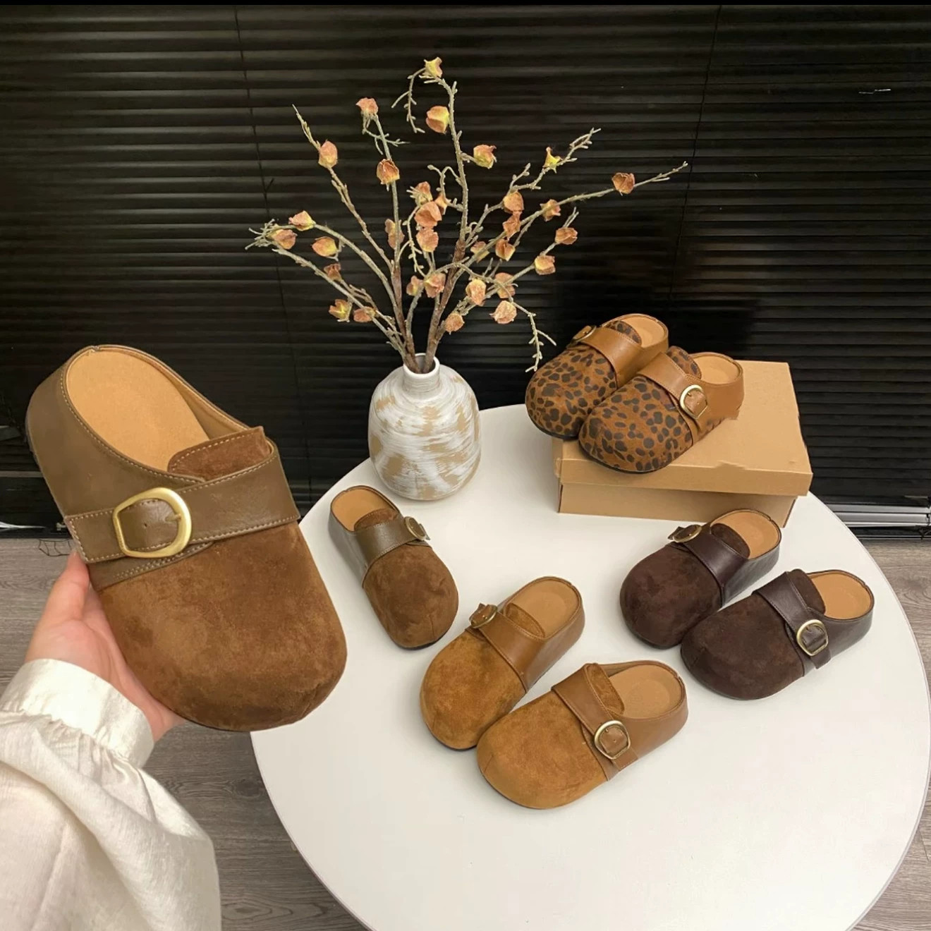 品牌时尚博肯拖鞋女厚底增高半拖