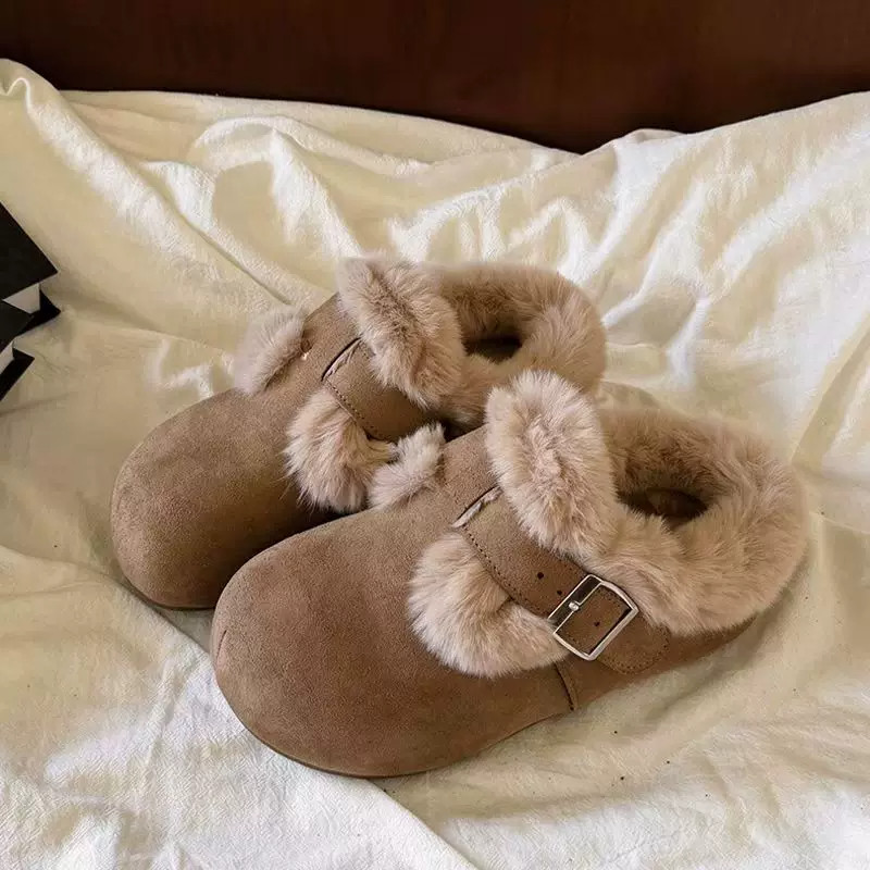 品牌新款加绒保暖博肯毛毛拖鞋女
