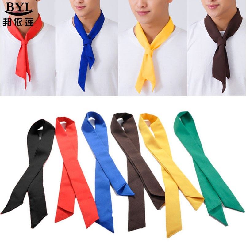 厨师长三角巾领带领结黑红黄蓝色酒店西餐厅领花领巾厨房奶茶汗巾