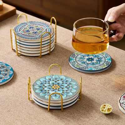 茶杯垫陶瓷杯垫新疆特色杯垫复古