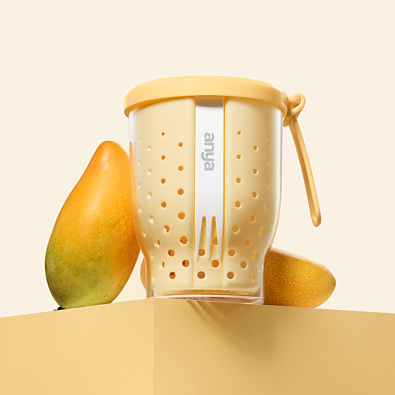 新款外带水果杯食品级可沥水带叉