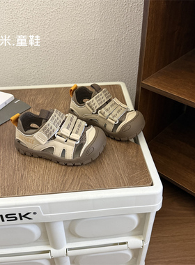 潮字母织带男童运动凉鞋防踢镂空儿童休闲鞋春夏2-3岁5宝宝沙滩鞋