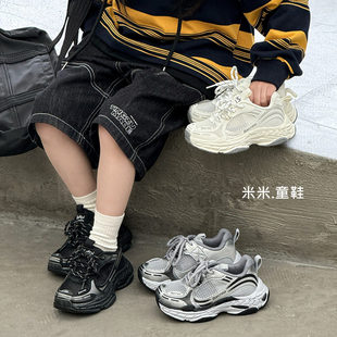潮牌女童老爹鞋白色儿童休闲网鞋春夏2026新款运动鞋男童跑鞋轻便