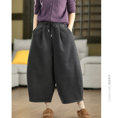 羊绒呢特厚一体绒保暖休闲裤