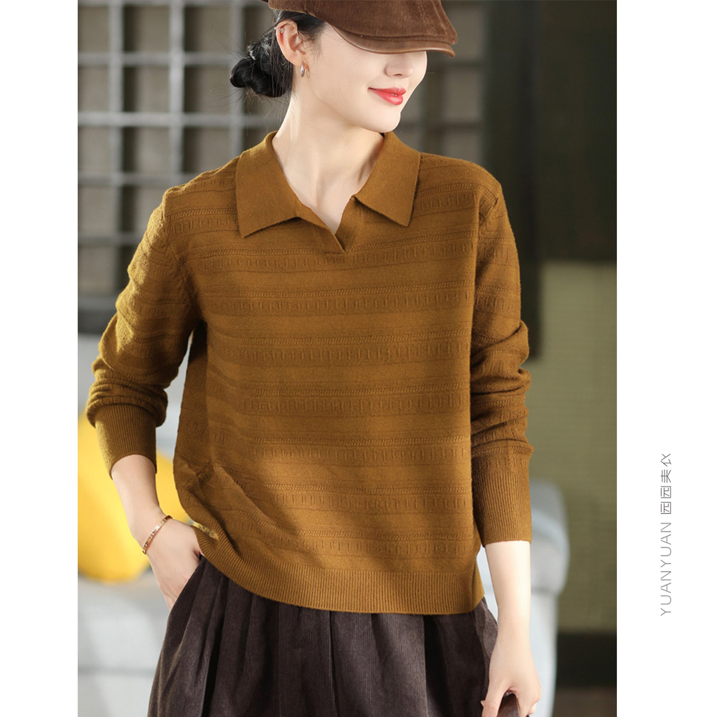 【400g纱线立体提花】提花针织毛衣2026年秋冬套头衫长袖显瘦上衣