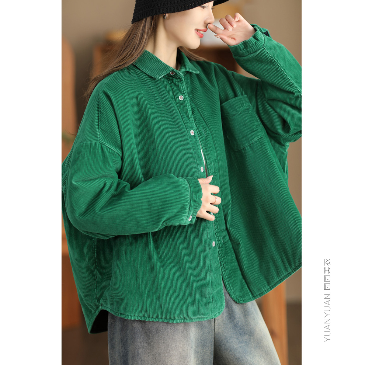 夹棉常规复古宽松翻领外套