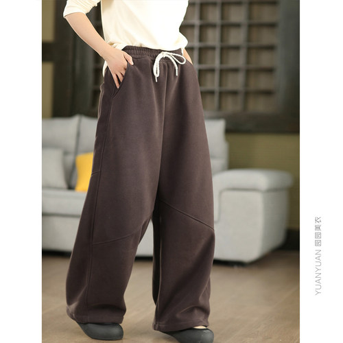 针织棉加绒卫裤显瘦弯刀裤