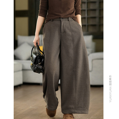 加绒宽松显瘦弯刀裤长裤