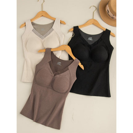 石墨烯发热保暖美胸衣背心3D立体无痕固定杯内衣一体式内搭上衣