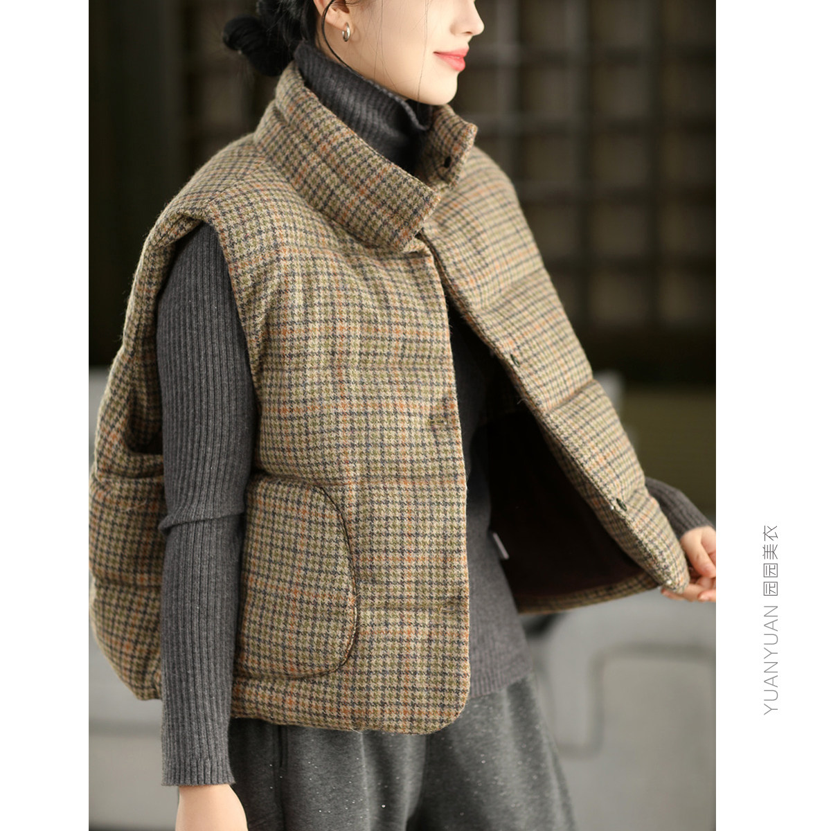 园园美衣冬季加厚羊毛保暖马甲女时尚毛呢立领短款无袖马夹外套,女装/女士精品,马夹,淘宝优惠券,粉丝福利购,淘宝优惠卷