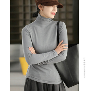 纯色上衣 女高弹力显瘦内搭高领套头衫 3.24时尚 兰精天丝羊毛打底衫