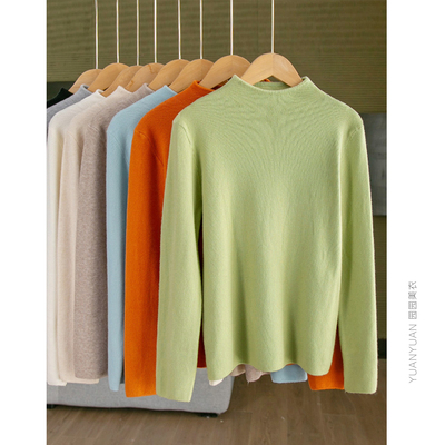 半高领长袖针织毛衣套头衫