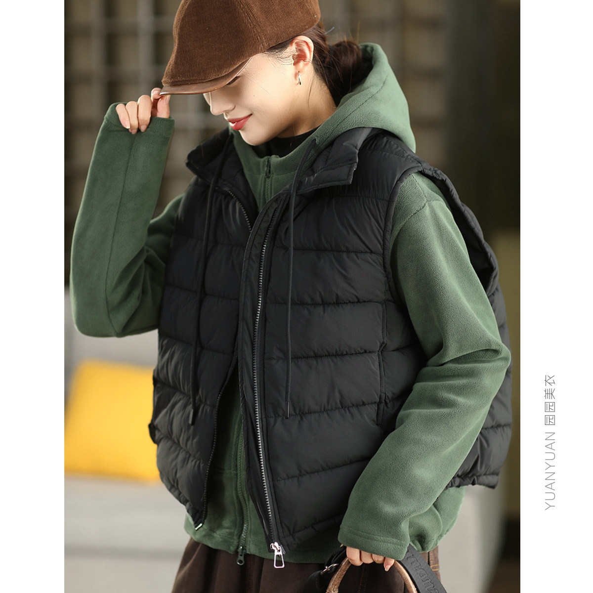 园园美衣冬季时尚加厚蓬松立领马甲女保暖夹棉无袖宽松马夹外搭,女装/女士精品,马夹,淘宝优惠券,粉丝福利购,淘宝优惠卷