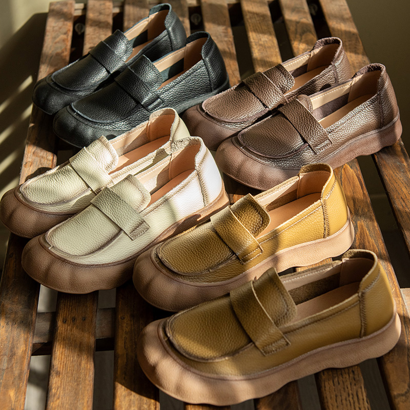 头层牛皮博肯鞋时尚百搭平底鞋