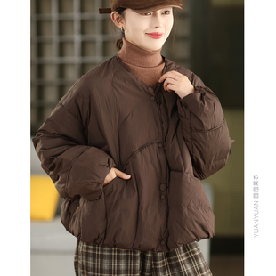 冬季时尚90%白鸭绒保暖外套绗线保暖加厚面包服羽绒服古木樨高品