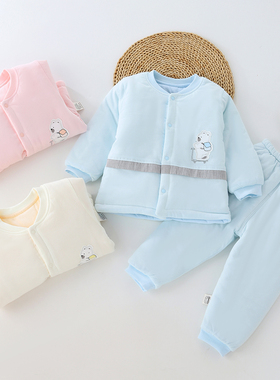 【嘟啦啦冬季120克棉服套装】冬天男宝女宝可开裆加厚分体棉服