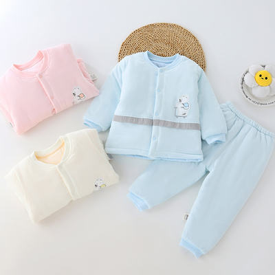 【嘟啦啦冬季120克棉服套装】冬天男宝女宝可开裆加厚分体棉服