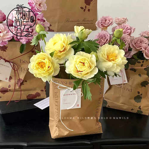 520牛皮纸袋花束鲜花包装材料