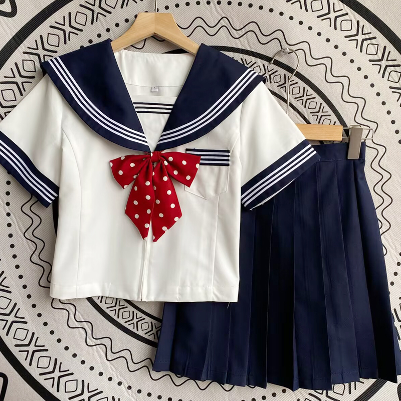 百合物语日系收腰清新水手服套装