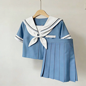 百合物语原创JK制服套装 正统清新风日系学院风蓝白稀有色水手服