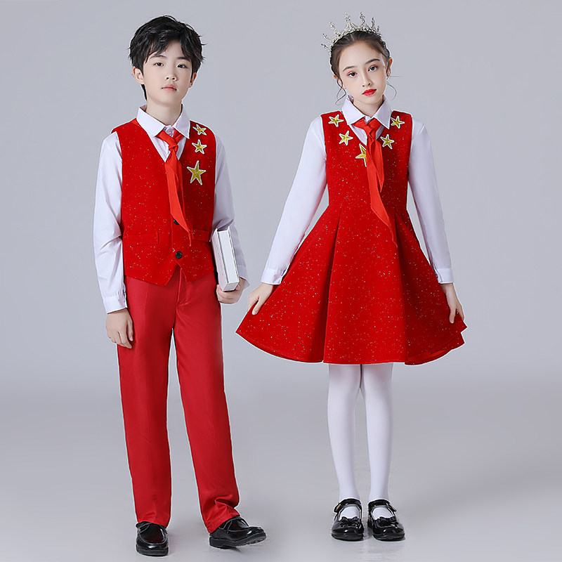 元旦红星闪闪儿童大合唱演出服中小学生诗歌朗诵合唱团比赛表演服