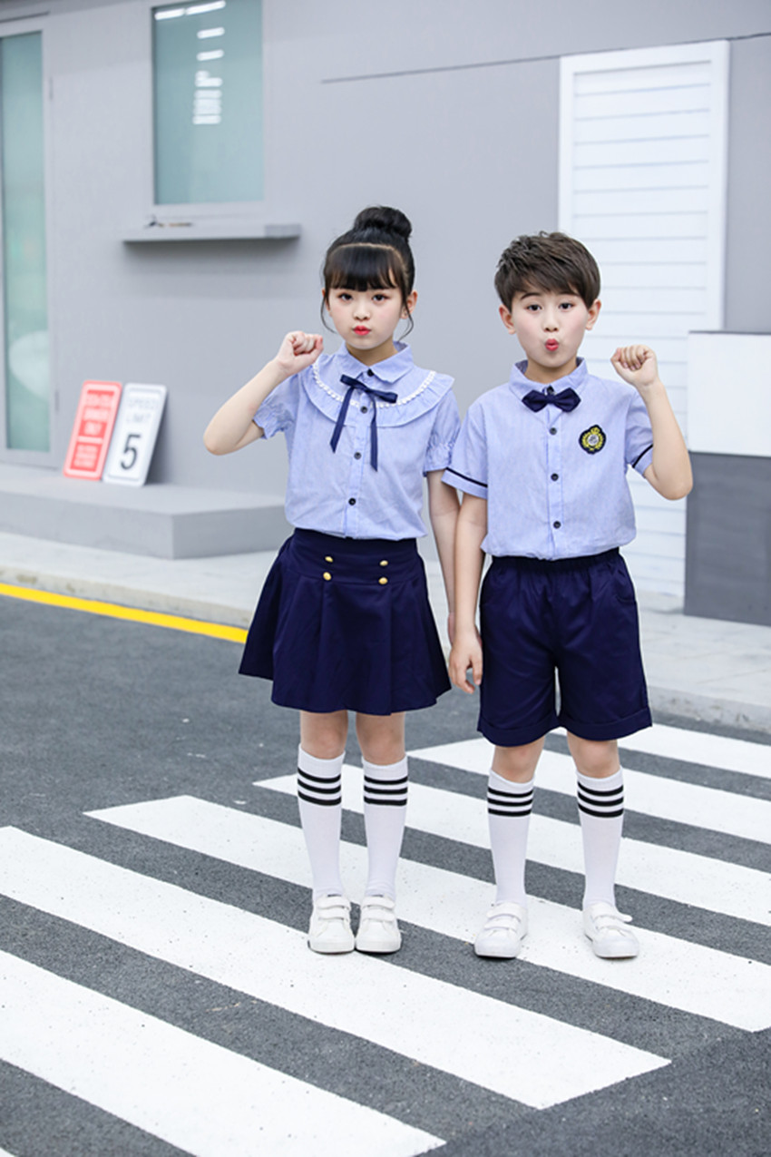 儿童校服全棉纯棉英伦学院派格子裙中小学生幼儿园园服夏季套装裤