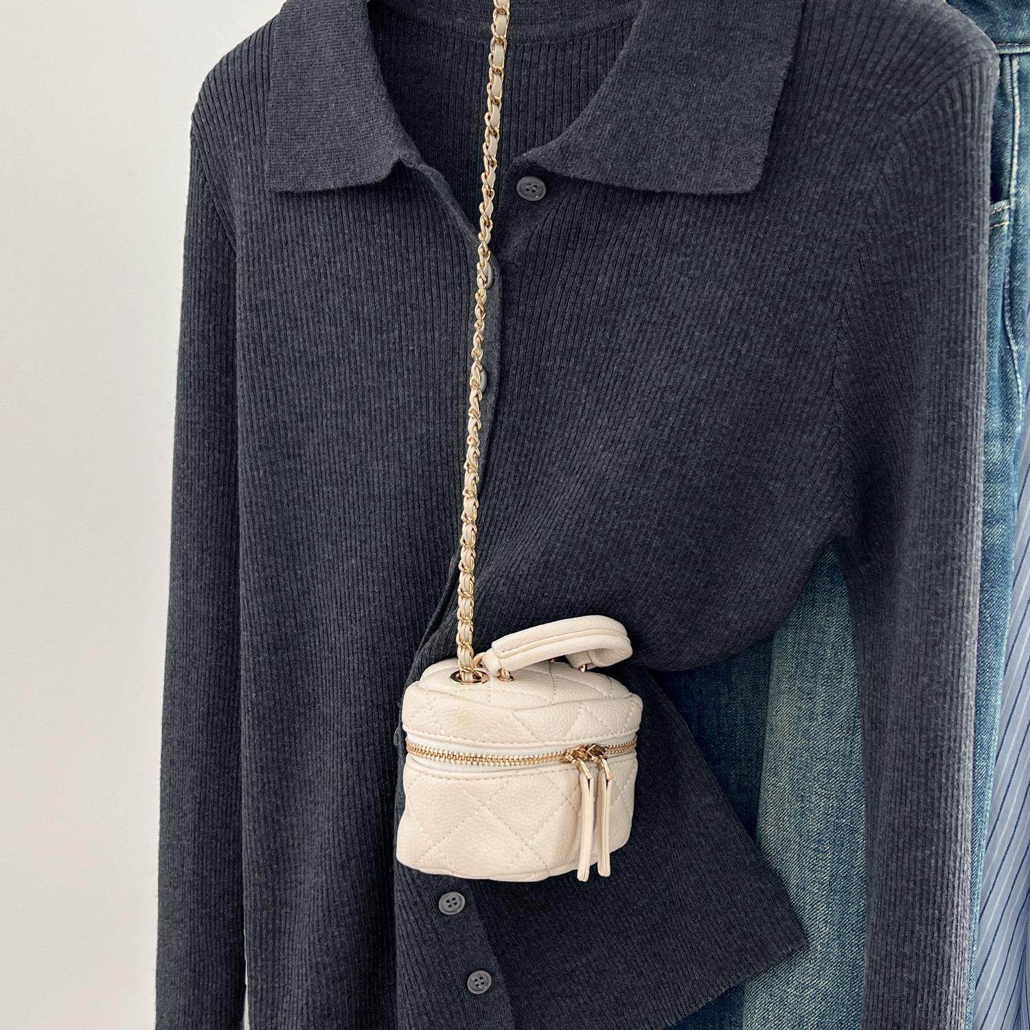 2025春夏新款女精纺羊毛针织开衫女翻领修身显瘦长袖毛衣上衣