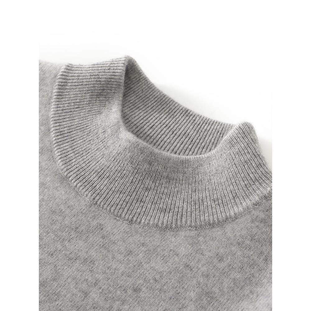 秋冬新款男士半高领薄款100%纯山羊绒衫纯色套头针织打底毛衣大码