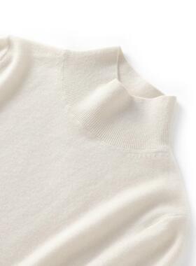 秋冬新款48支精纺山羊绒衫女半高领薄款修身羊毛针织打底套头毛衣