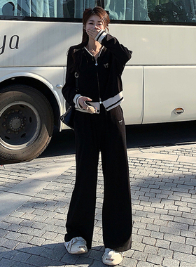 高级感时尚显瘦运动套装女春秋季韩版学生宽松连帽卫衣休闲两件套