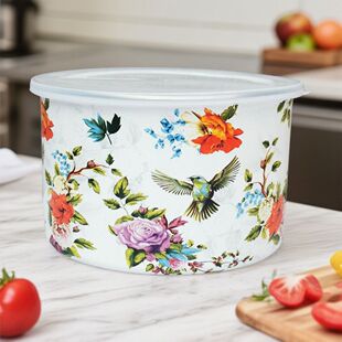 家用搪瓷密封罐厨房收纳保鲜盒带盖储物罐套装 多规格圆柱形5件套