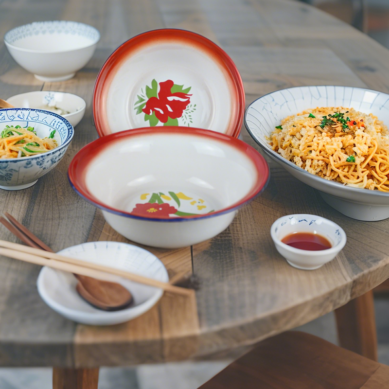 搪瓷中式大众卷边碗不怕摔