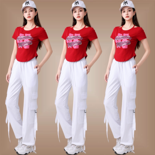 夏季新款露肩上衣女运动跳舞衣服