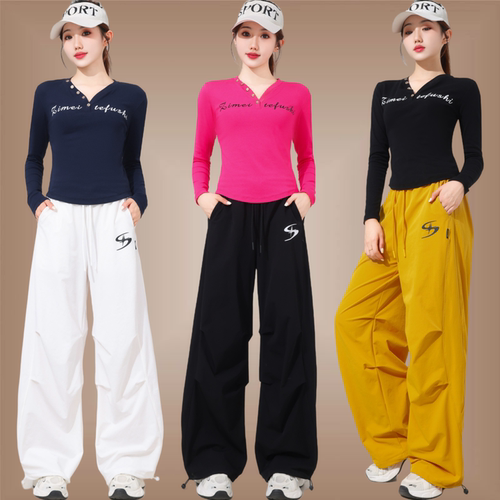 秋季跳舞衣服阔腿裤伞兵裤