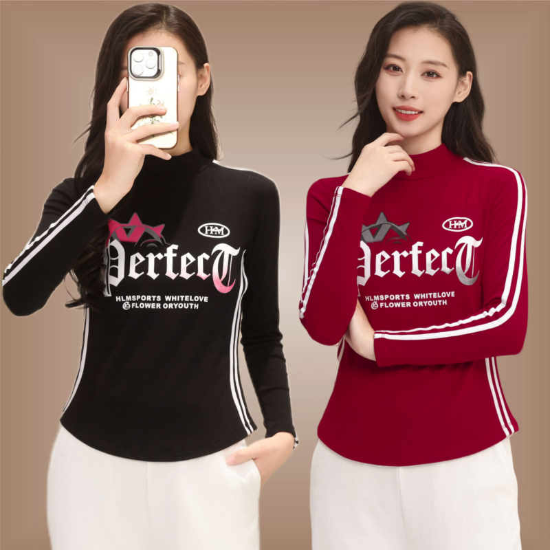 秋冬加绒螺纹棉新款跳舞上衣