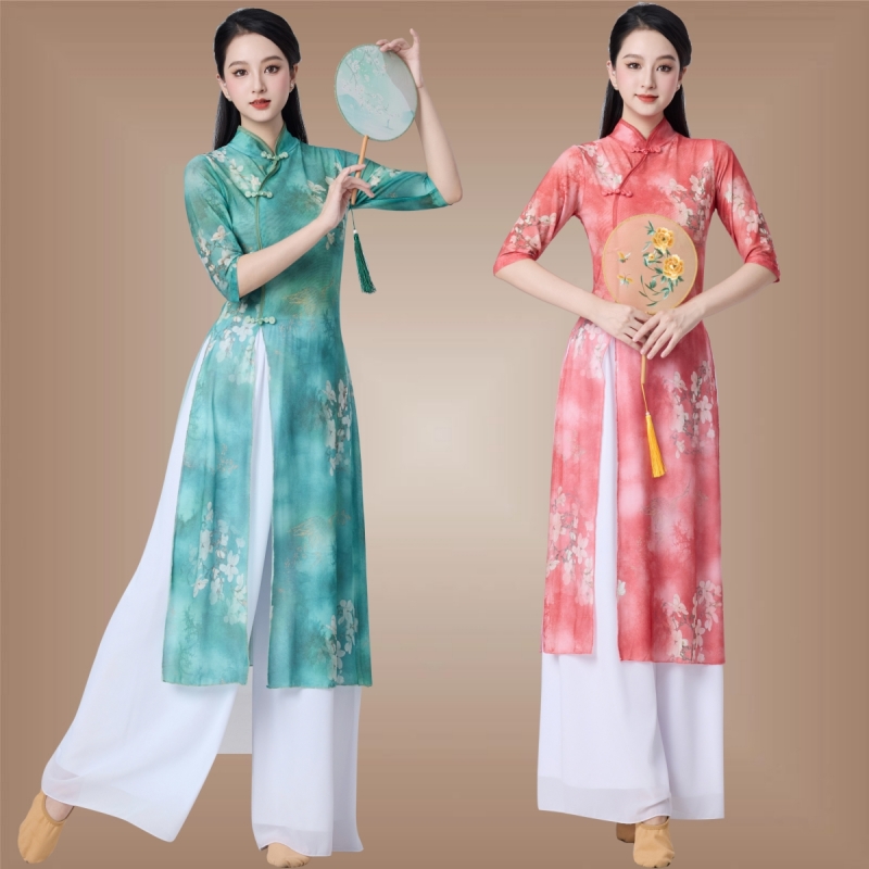 古典舞服装新款旗袍飘逸纱衣