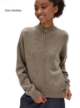 售罄Ours Partime 羊毛立领拉链短款毛衣外套开衫