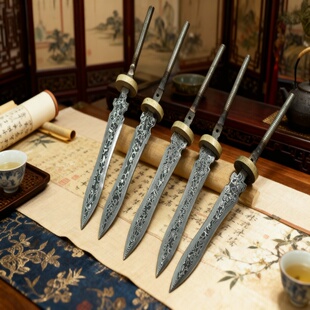大马士革钢刀胚花纹钢diy半成品茶刀胚茶剑茶针普洱焊接柄茶针胚