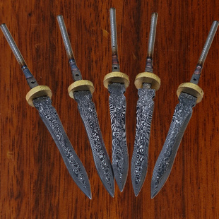 大马士革钢刀胚花纹钢diy半成品茶刀胚茶剑茶针普洱焊接柄茶针胚