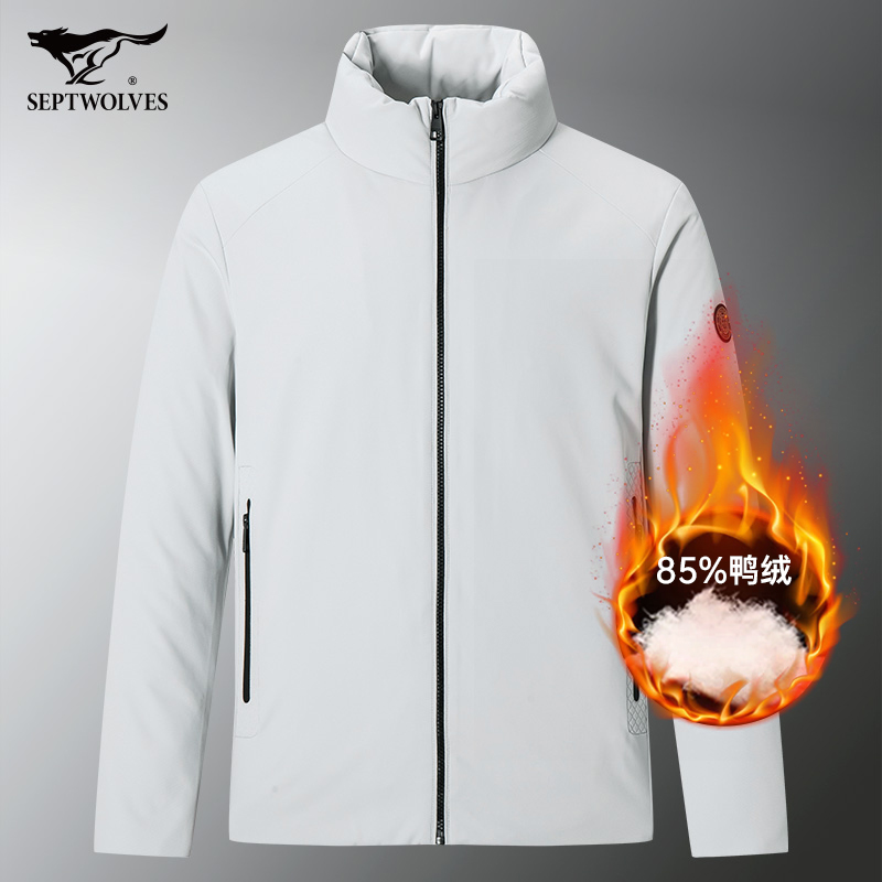 立领春亚纺提花蓄热短装厚羽绒服