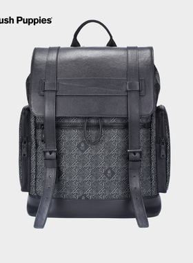 Hush Puppies/暇步士男士双肩包新款休闲大容量电脑包旅行包背包