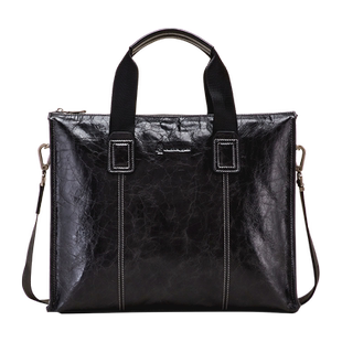 暇步士男士公文包商务手提包通勤男款斜挎包电脑手提包文件包真皮