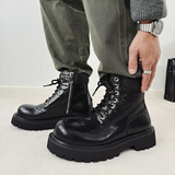 XZ110-9293#英伦风厚底马丁靴男黑色系带机车靴增高短靴P130，男装工装外套，星座110