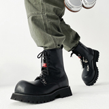 XZ110-25368#英伦风厚底马丁靴男中筒增高黑色系带冬季P135，男鞋马丁靴，星座110