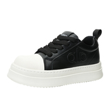 XZ110-1139#厚底面包鞋男黑白撞色休闲板鞋增高7cm系带潮鞋P130，男鞋休闲鞋，星座110