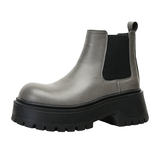 XZ110-251522#切尔西短靴男冬季厚底增高马丁靴灰色大头靴P130，男鞋马丁靴，星座110